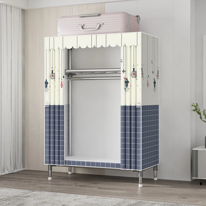 新疆包邮简易布衣柜钢管加粗加固家用卧室组装衣橱收纳架