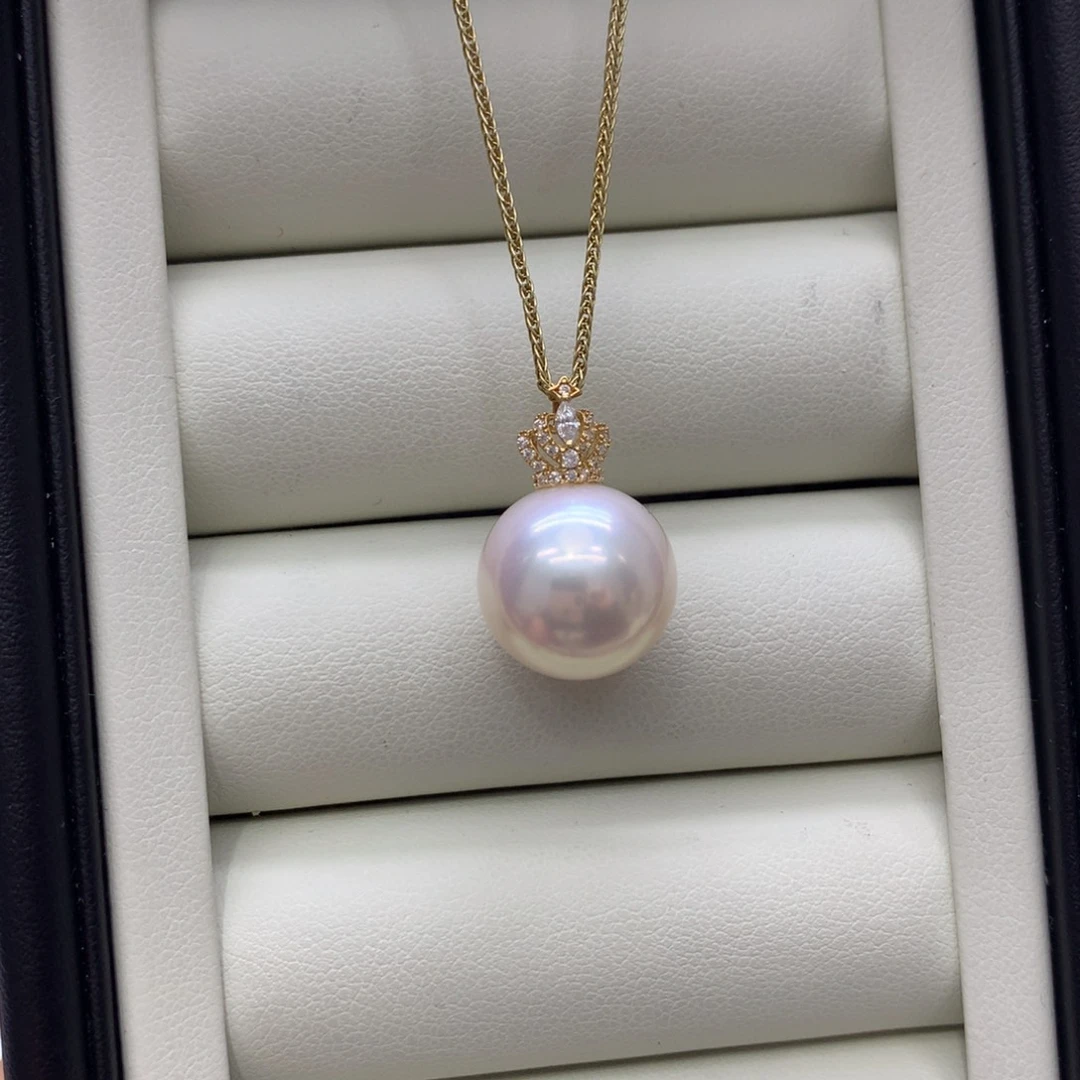 淡水珍珠吊坠(不含链)18K金镶嵌