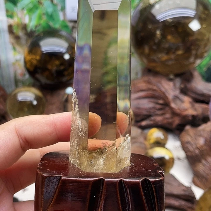 未镶嵌珠宝半成品黄晶黄水晶能量柱