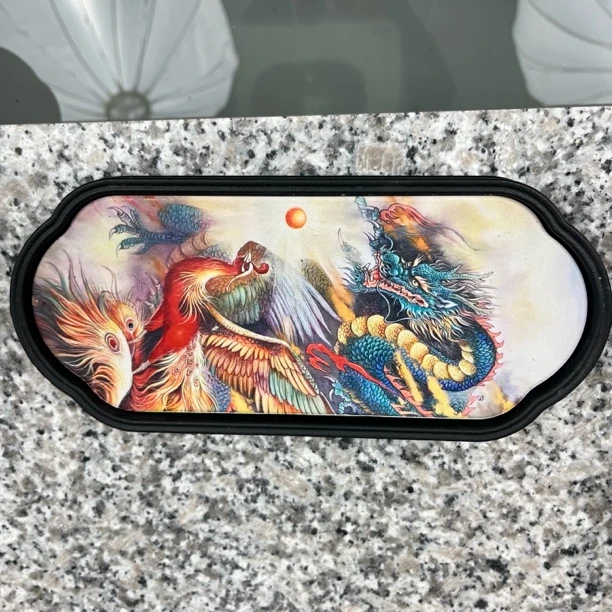 龙凤呈祥吸水石茶盘长度26厘米宽度12厘米