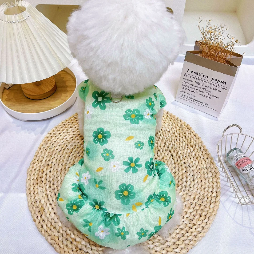 狗狗夏季透气连衣裙子大狗狗衣服猫咪泰迪柯基金毛小中大型犬裙子
