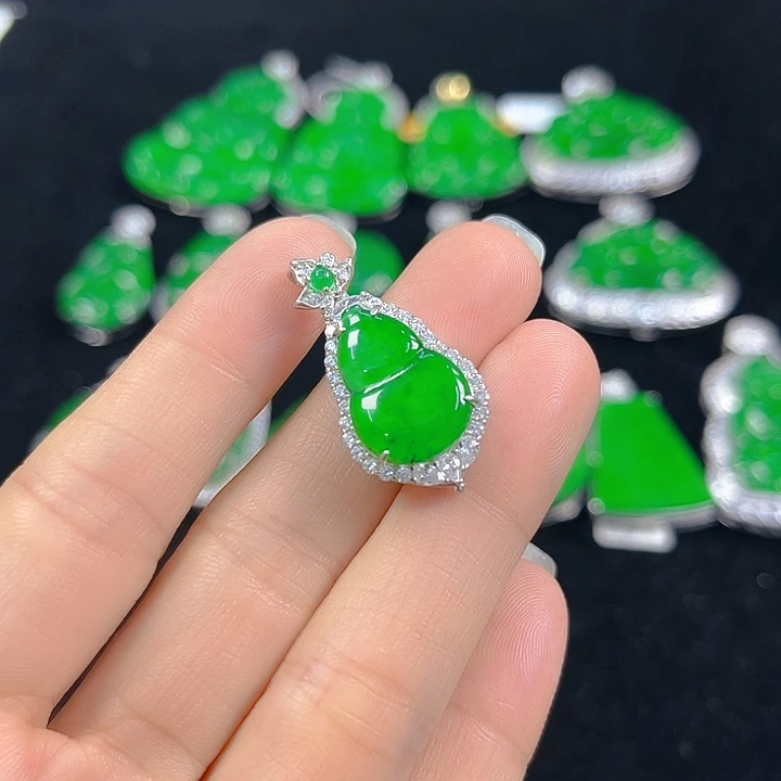 翡翠银S925镶嵌吊坠(不含链)