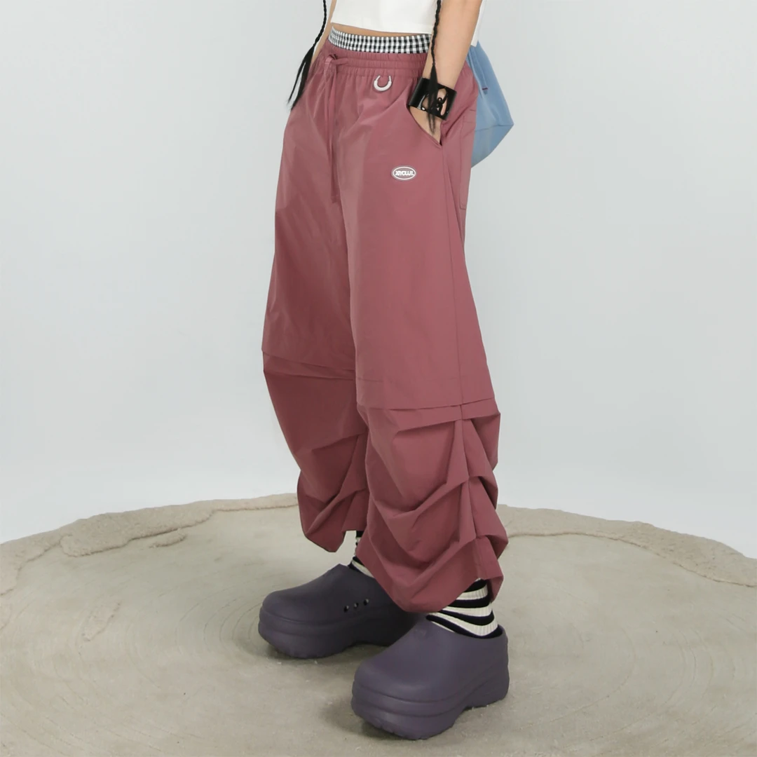 嬉游记原创2025新款复古褶皱假两件七分裤女薄款速干小个子休闲裤