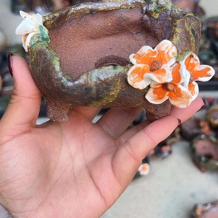 新窑福利手工粗陶高温花盆