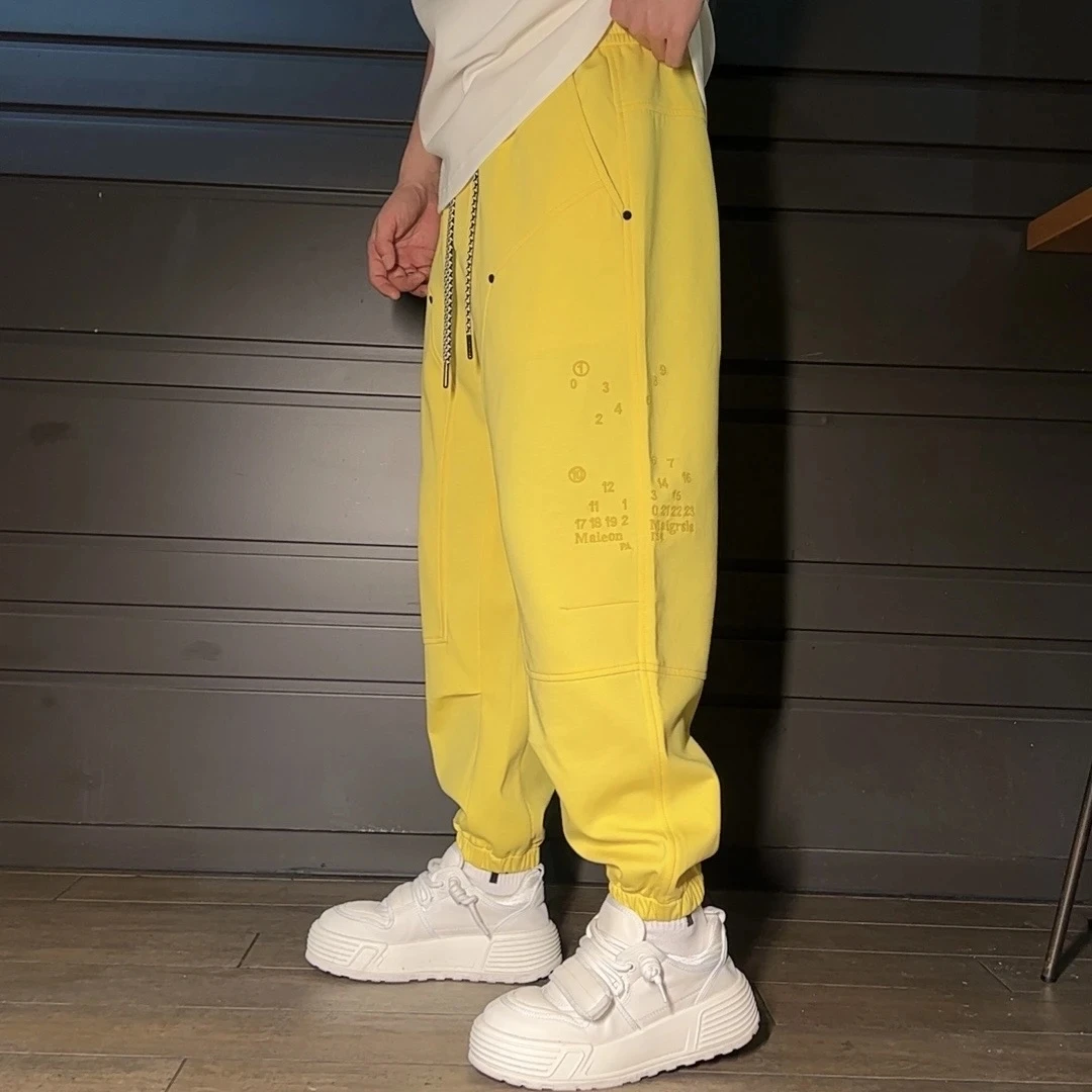 【弹力舒适】春夏新款大码刺绣数字潮牌休闲裤男宽松显瘦束脚裤-169