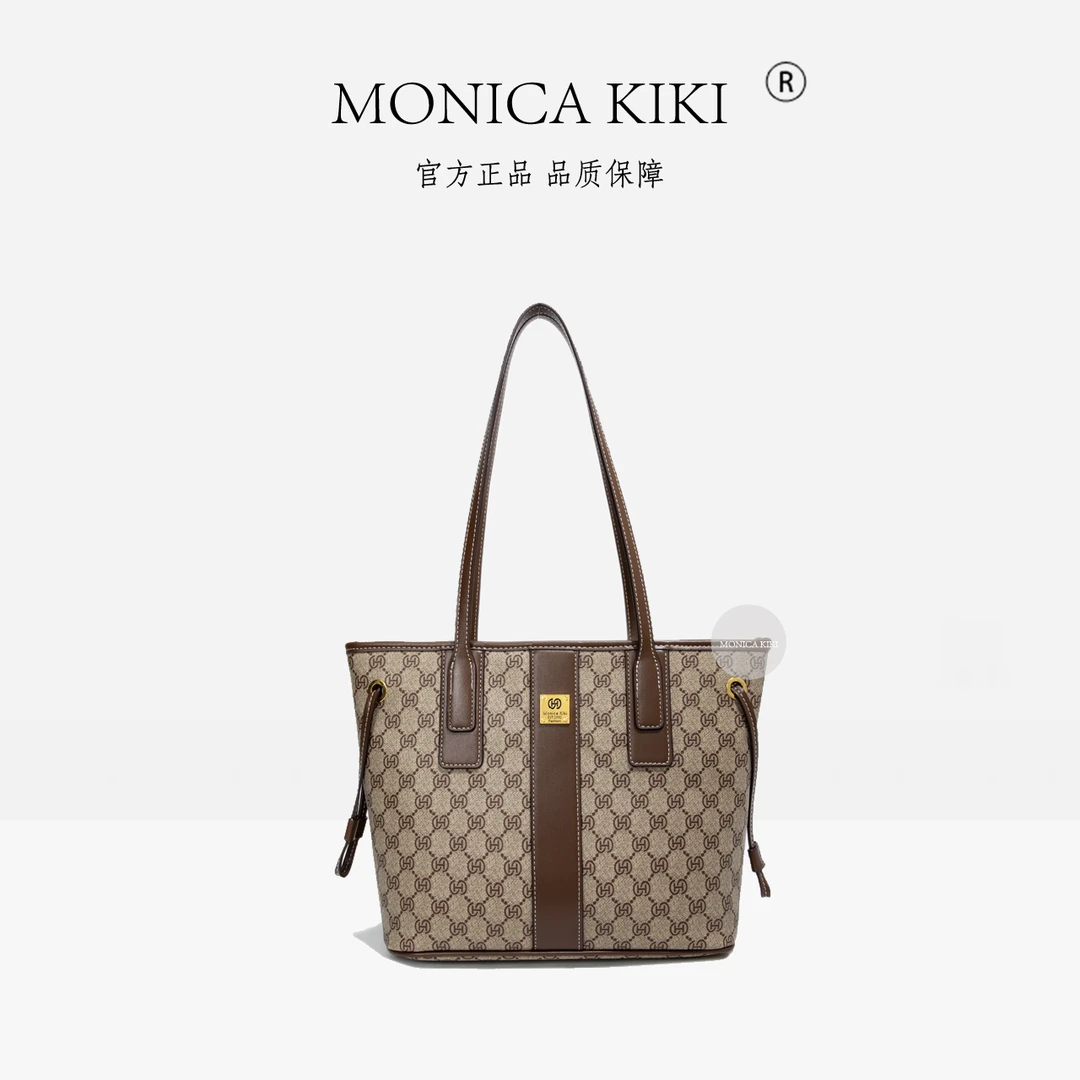 MONICA KIKI/莫妮卡奇奇轻奢经典大容量单肩包高级感印花托特包女