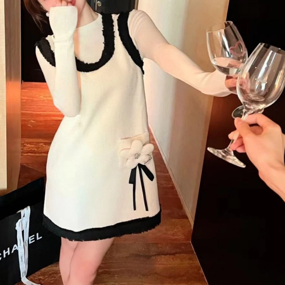 富家千金名媛小香风背心裙春季新款可爱甜美俏皮小个子连衣裙少女