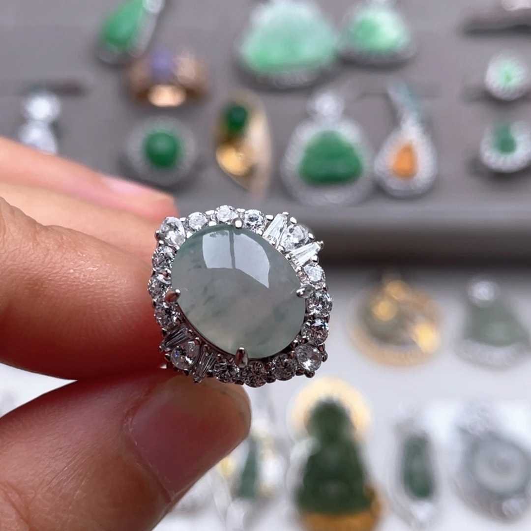 翡翠银S925镶嵌戒指