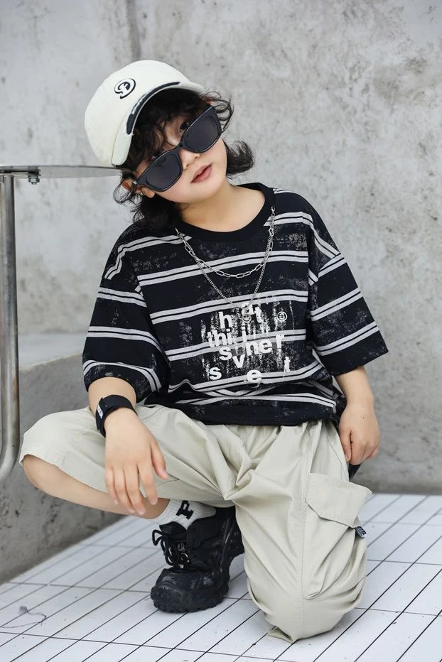 【新疆包邮】夏季新款韩版条子短袖两件套T241