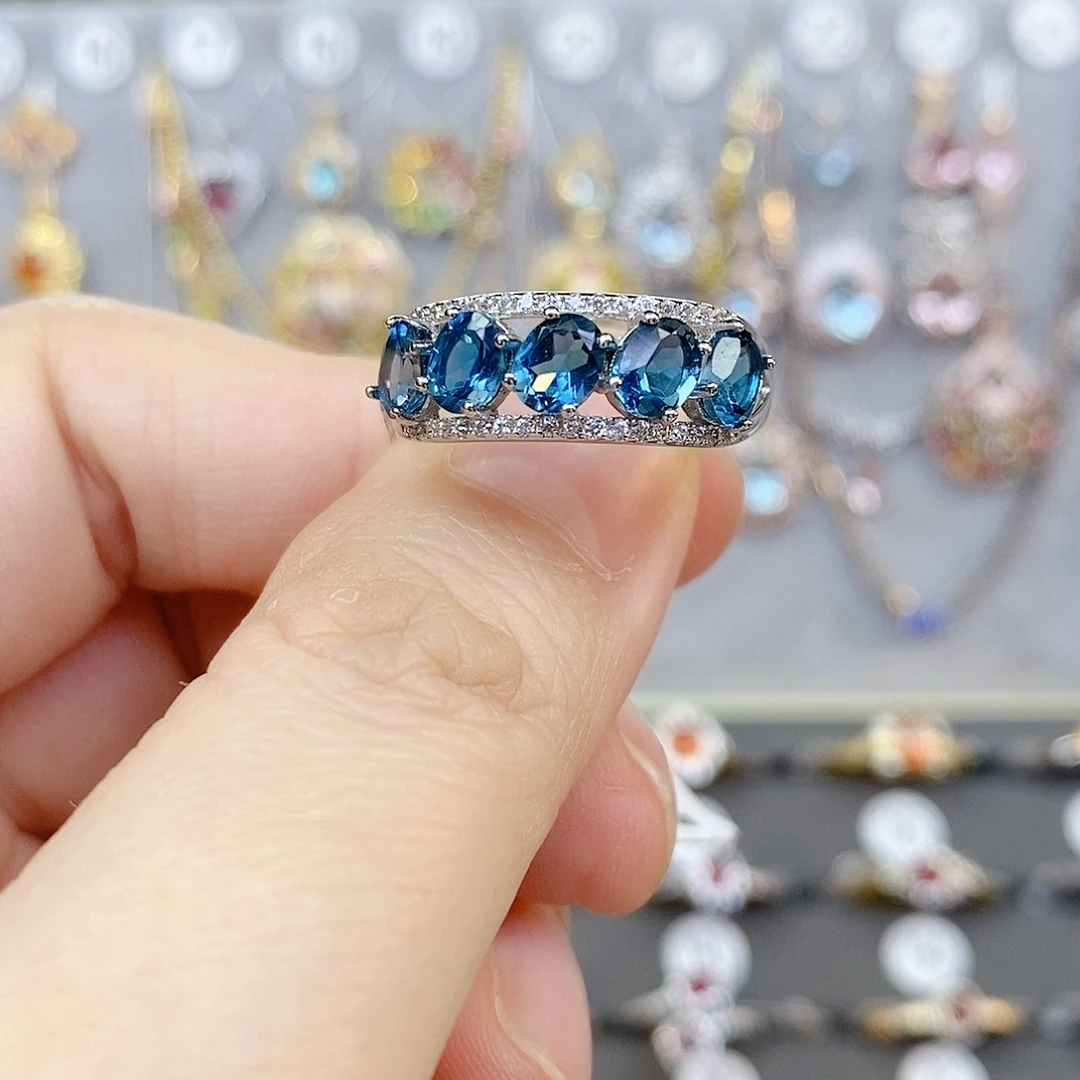 托帕石戒指银S925镶嵌