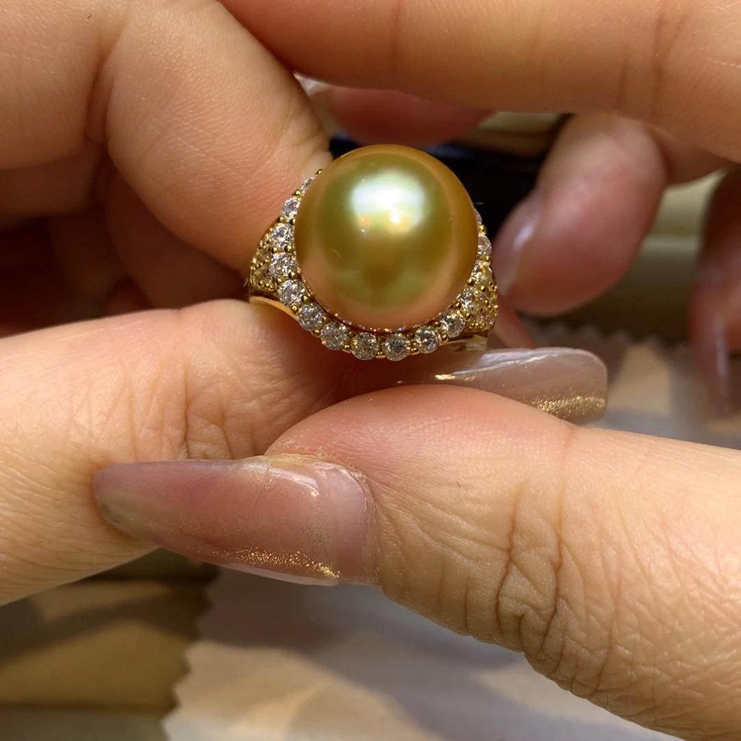 银S925镶嵌戒指海水珍珠