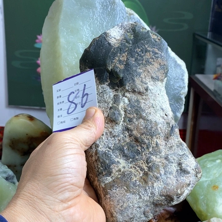 蛇纹石玉珠宝岫玉原石未镶嵌多*