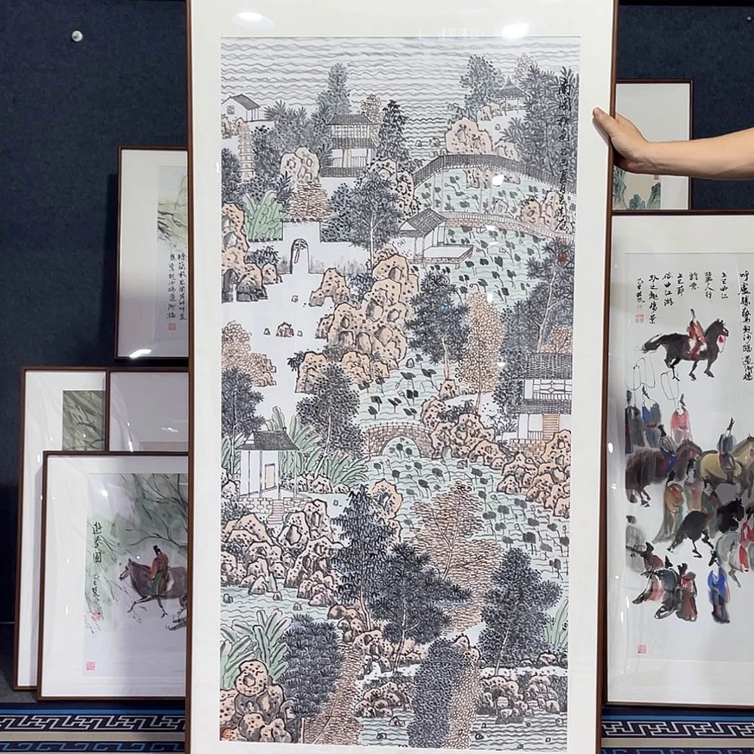 国画手绘画作品带框80/160