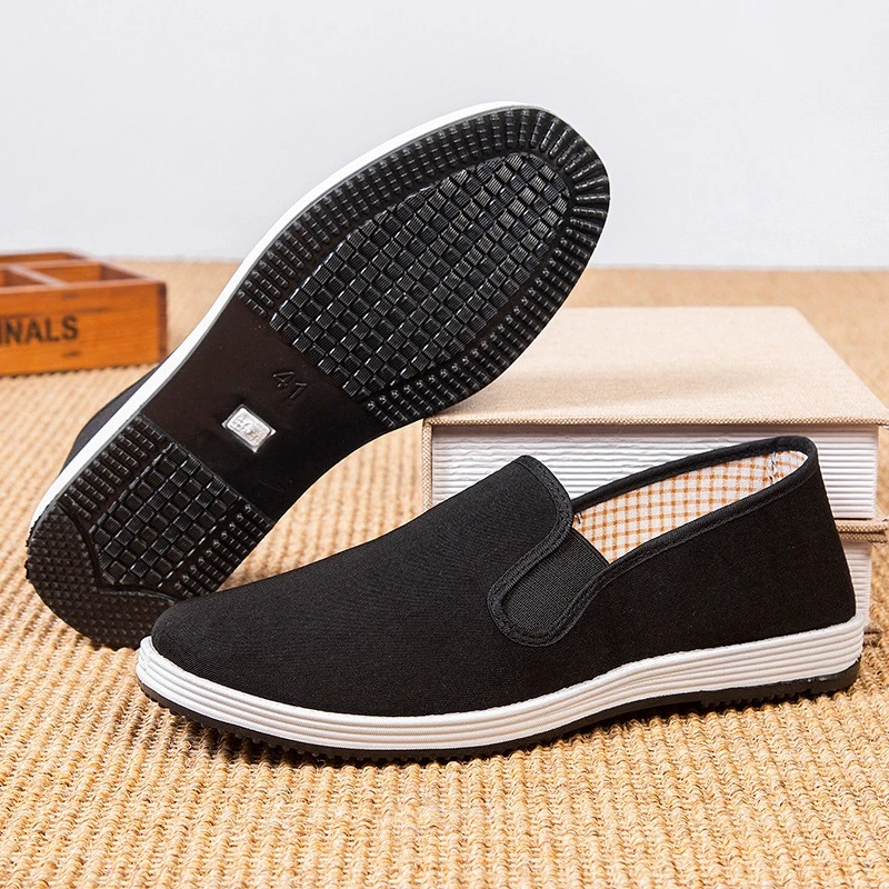 春秋款老北京布鞋男女软底防滑透气爸爸单鞋中老年男士休闲黑布鞋