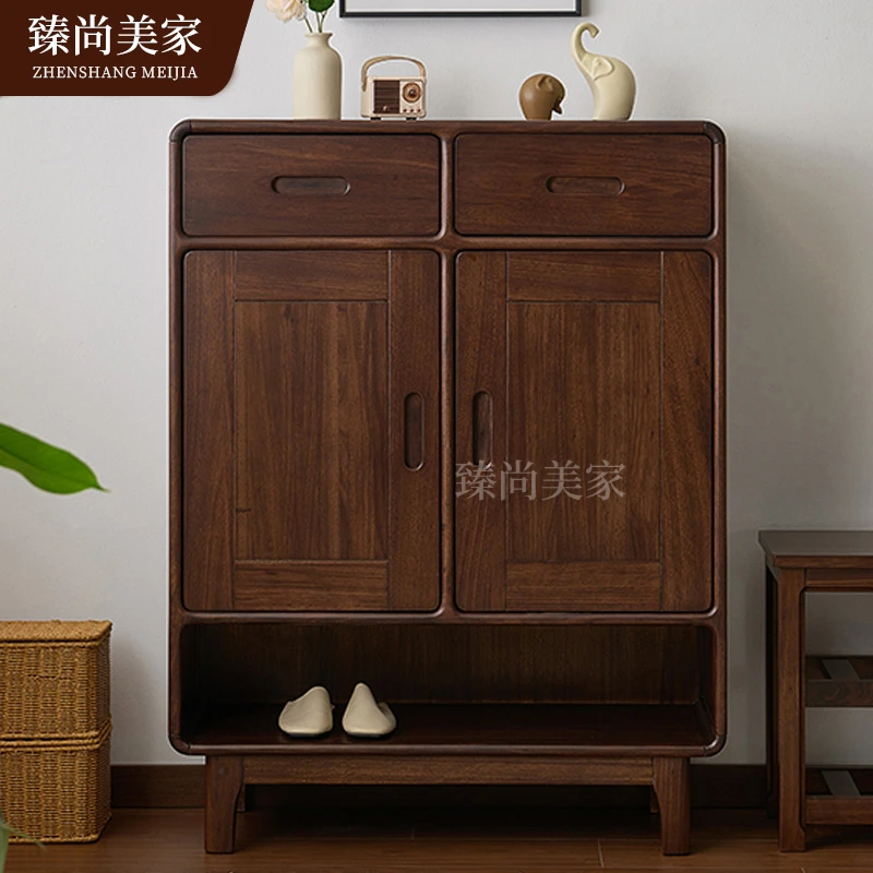 乌金木全实木鞋柜