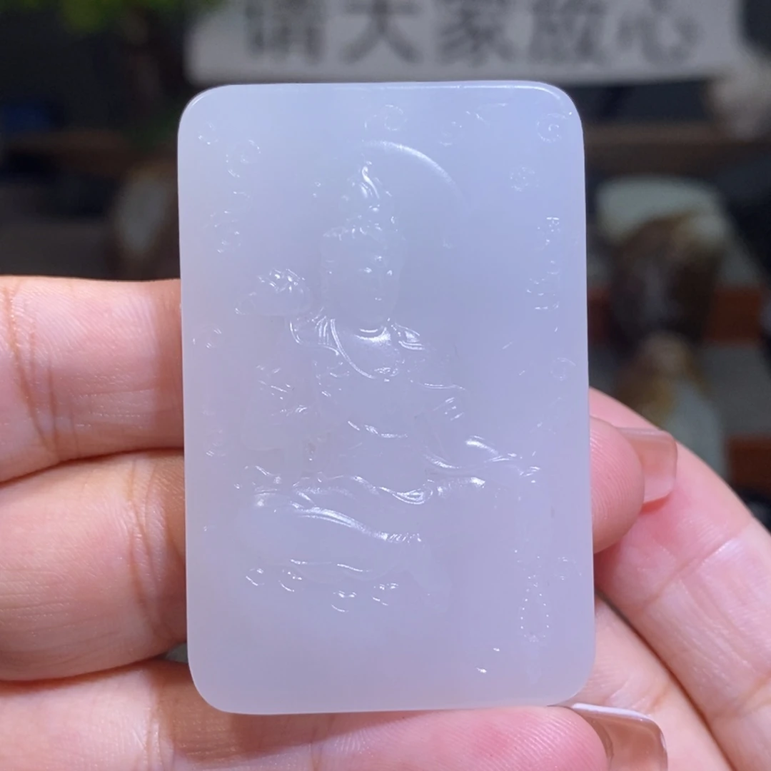 颈饰未镶嵌和田玉（白玉）观自在菩萨