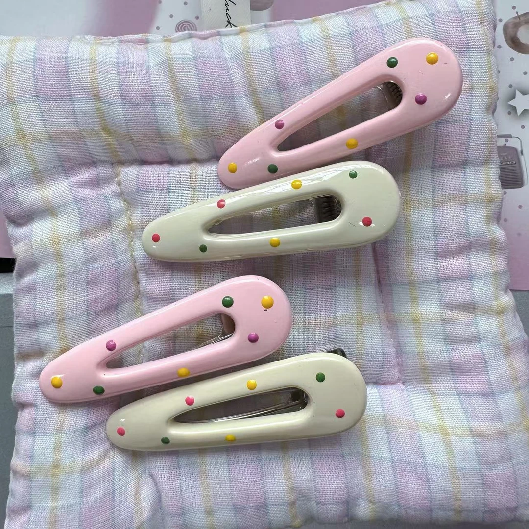 甜美少女金属风发夹可爱少女心点点边夹水滴侧边刘海夹碎发夹发饰