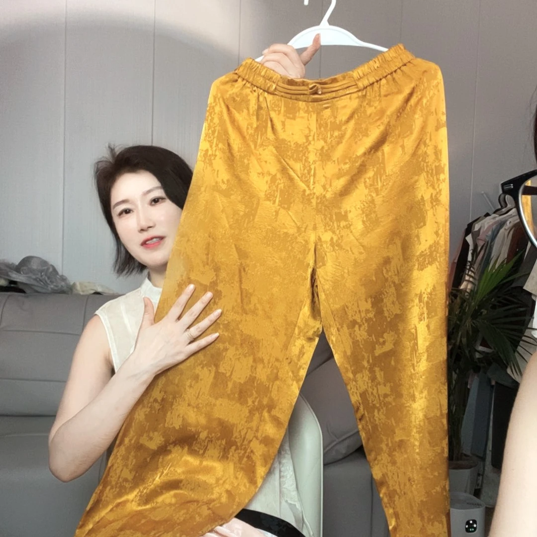 黄色真丝裤备注码数m l xl xx