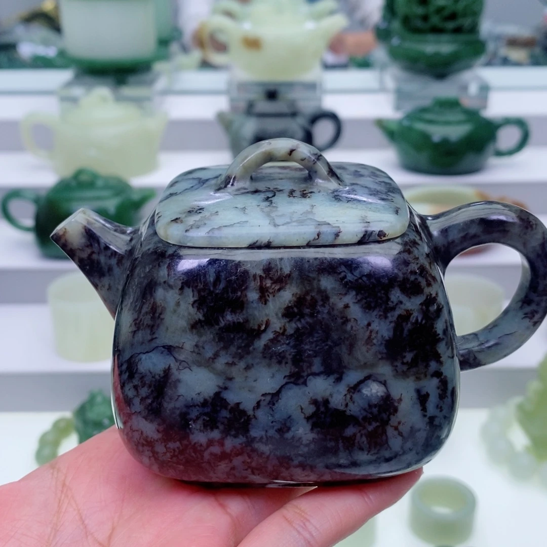 和田玉未镶嵌摆件茶壶