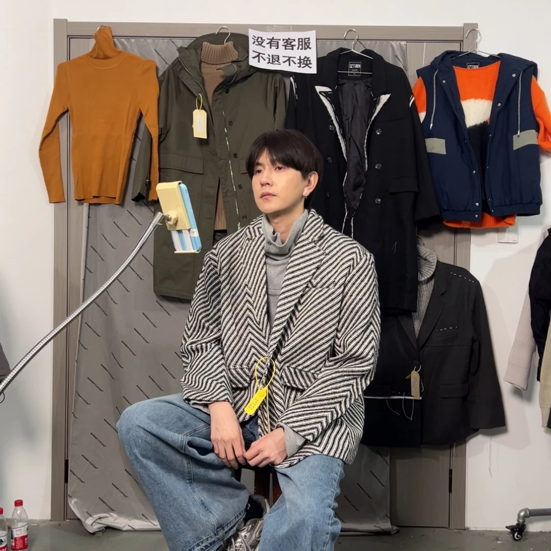 潮流时尚斑马纹西装外套xl码