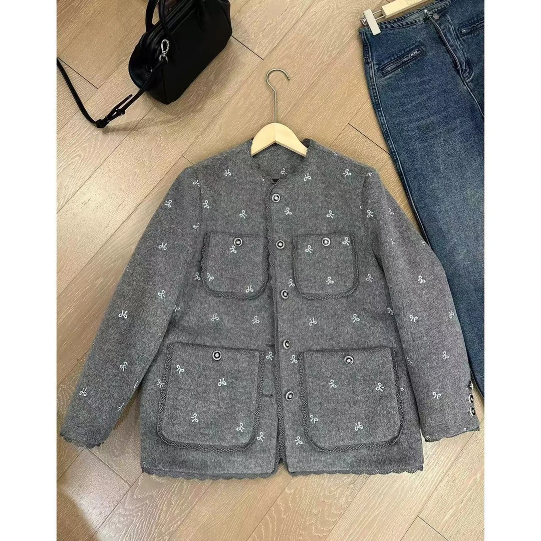 小静静一会【蝴蝶结刺绣外套】年货定制小香风羽绒服 2412B6159