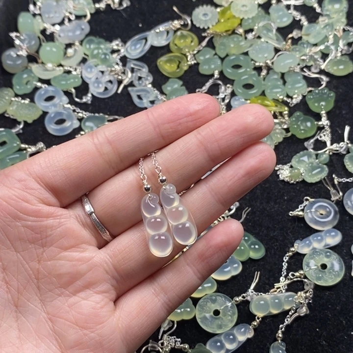 蛇纹石玉未镶嵌挂件耳饰耳环项链