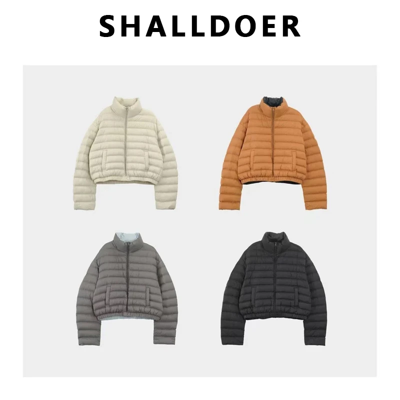 冬季韩版拼接色撞色排骨立领棉服外套女轻奢高级感保暖棉袄小个子