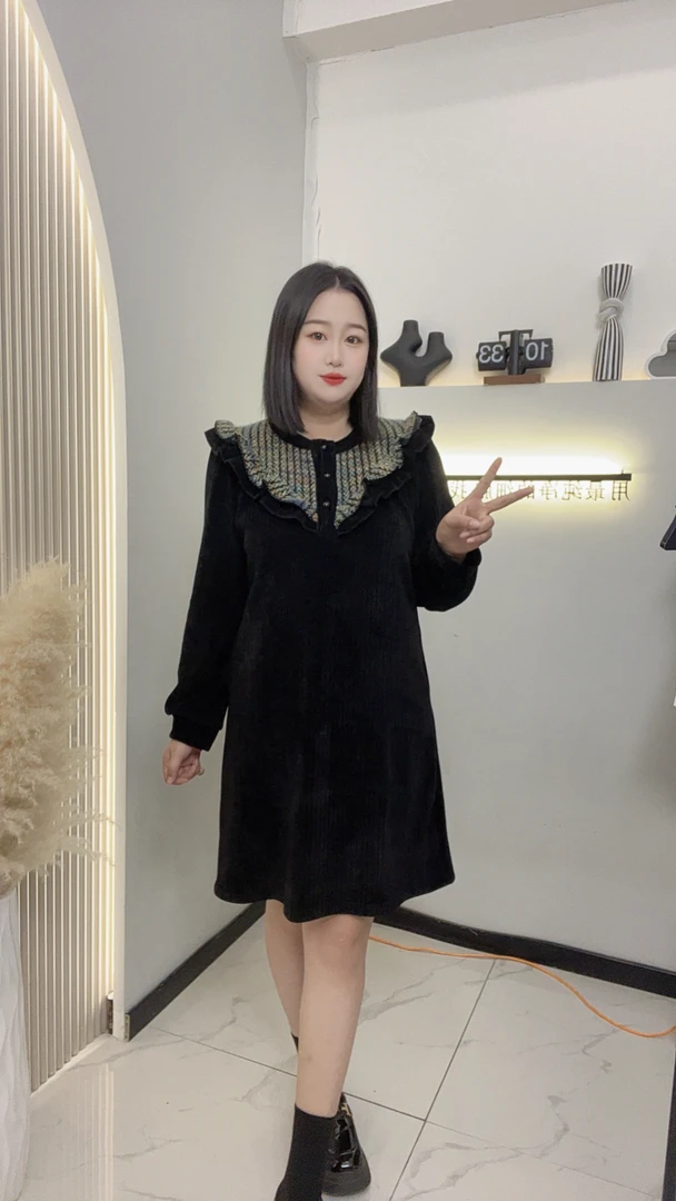 YOU家定制】见外包装冬季A字裙大码连衣裙常规款优雅风复古港风