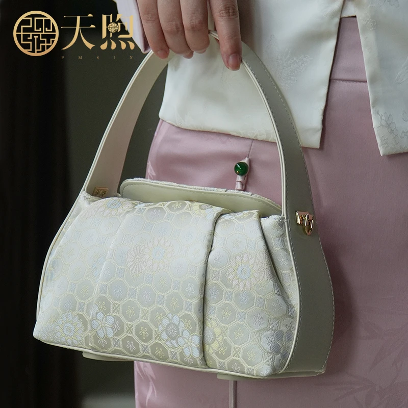 天煦非遗织锦新中式国风织锦提花气质单肩斜挎手拎粽子女士小包