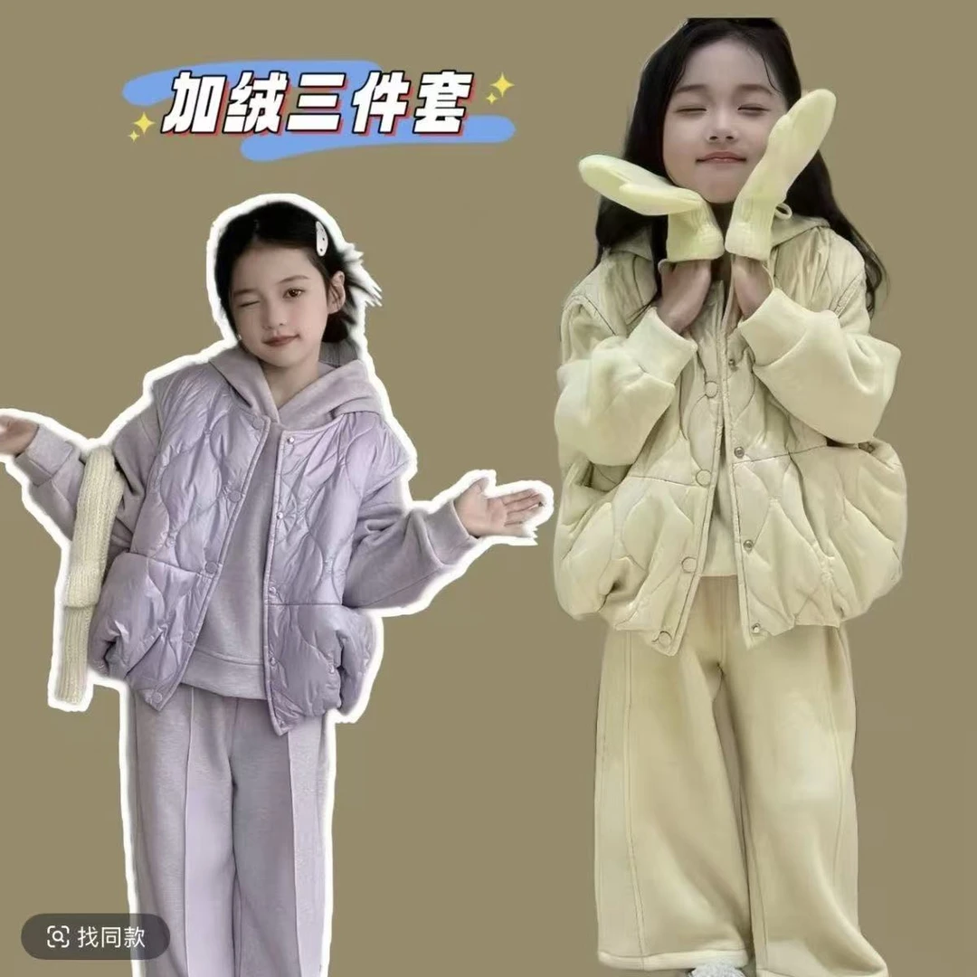 厚款休闲风套装女童宽松休闲法式女韩系网红冬季