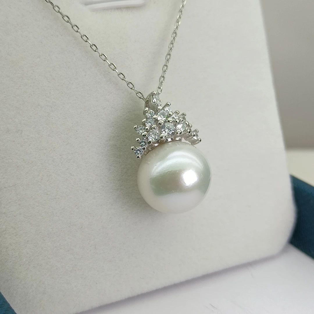 【瑞米珍珠】淡水珍珠冰雪皇冠S925银吊坠12-13mm