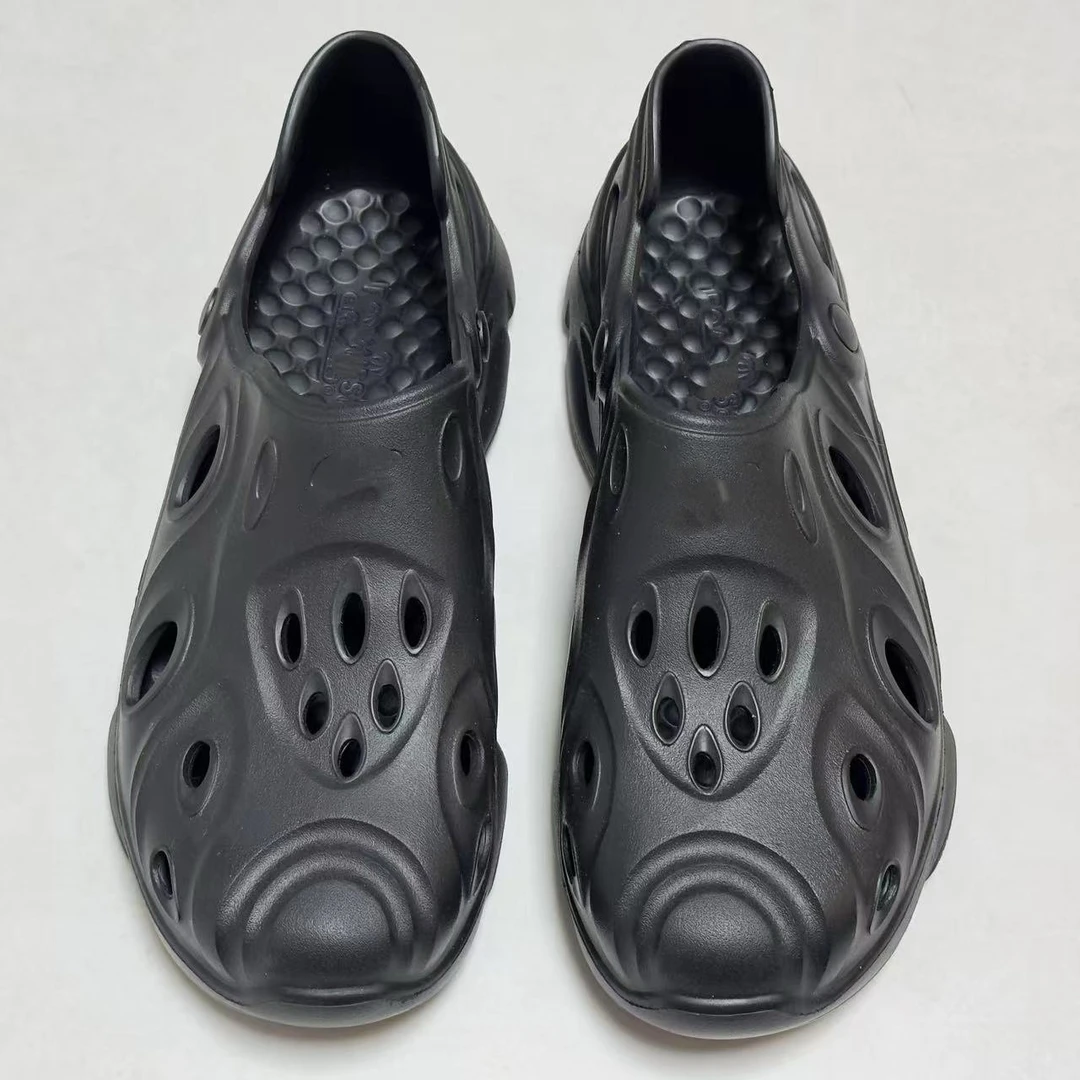 外贸原单黑色洞洞男鞋透气包头鞋拖鞋夏季防滑沙滩鞋大码男鞋44码