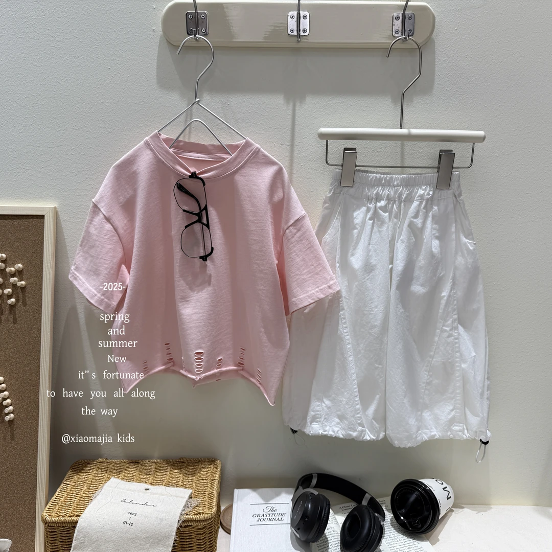 现货-儿童夏季新款时尚T恤D-5382欧若风穿搭宽松洋气男女童上衣