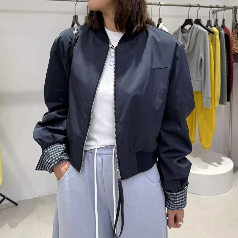韩版2025春季新款设计感袖口撞色拼接棒球服外套女宽松甜酷夹克女