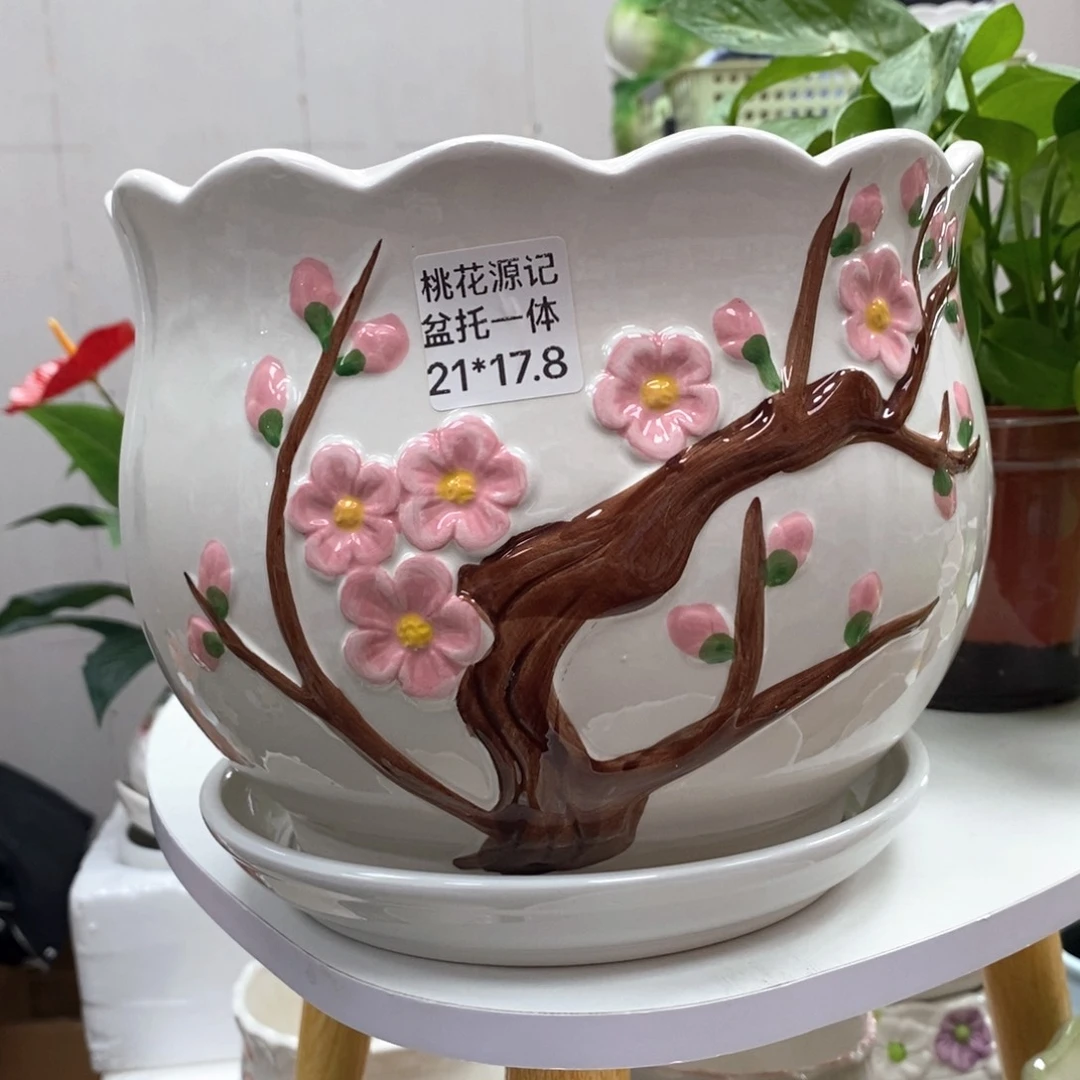 夏西陶瓷花盆@@特大桃花源记
