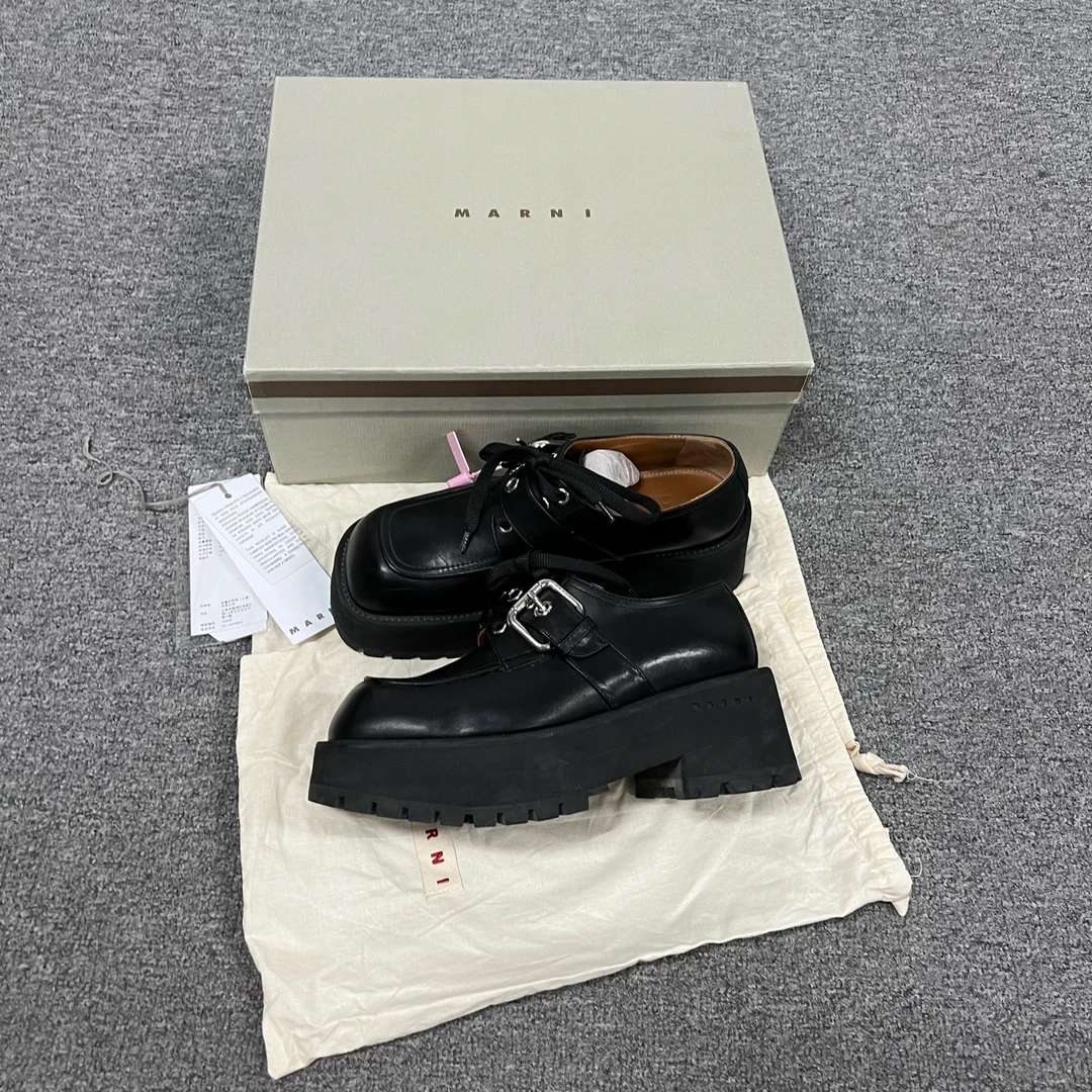 99新 AMIPARIS marni厚底皮鞋37码