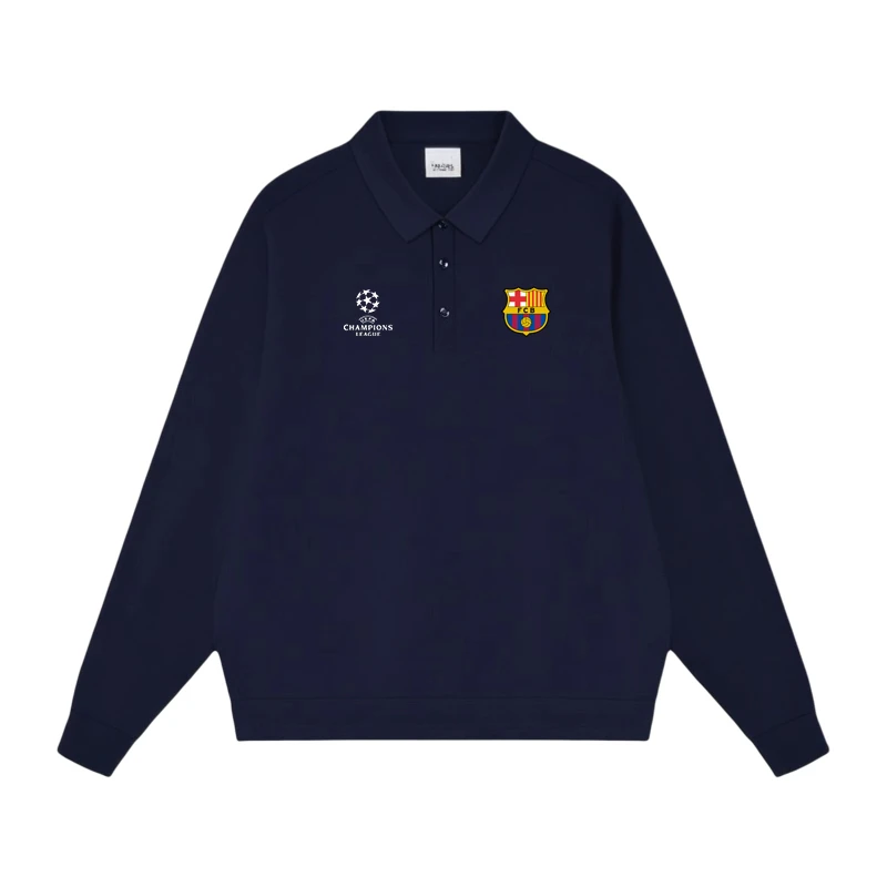 ERMAO-俱乐部原创欧冠巴萨长袖POLO设计简约原创足球重磅男女同款