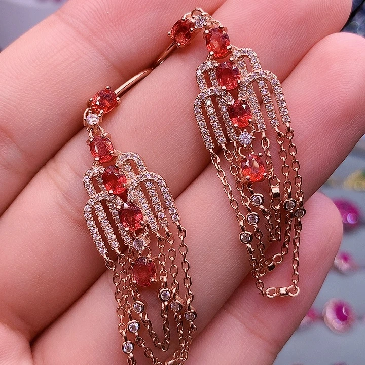 耳饰蓝宝石银S925镶嵌