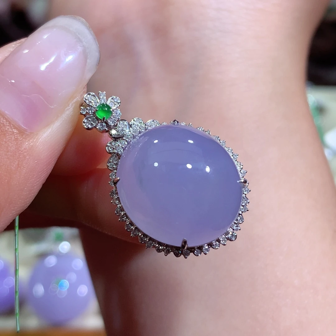 翡翠18K金镶嵌吊坠(不含链)