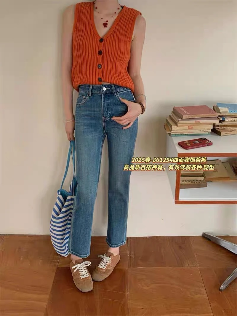 【86125】夏款 十米菲家 四面弹 九分弹力烟管裤