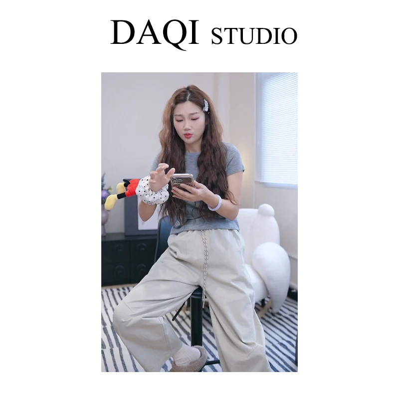 【拼色绳九分】雅丹春季新款宽松休闲裤G424-F08146