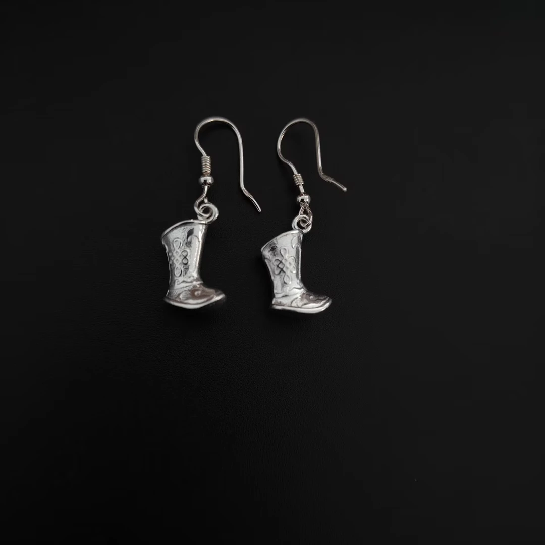 足银耳饰 蒙古靴子耳环纯银民族风游牧风个性独特气质时尚礼物