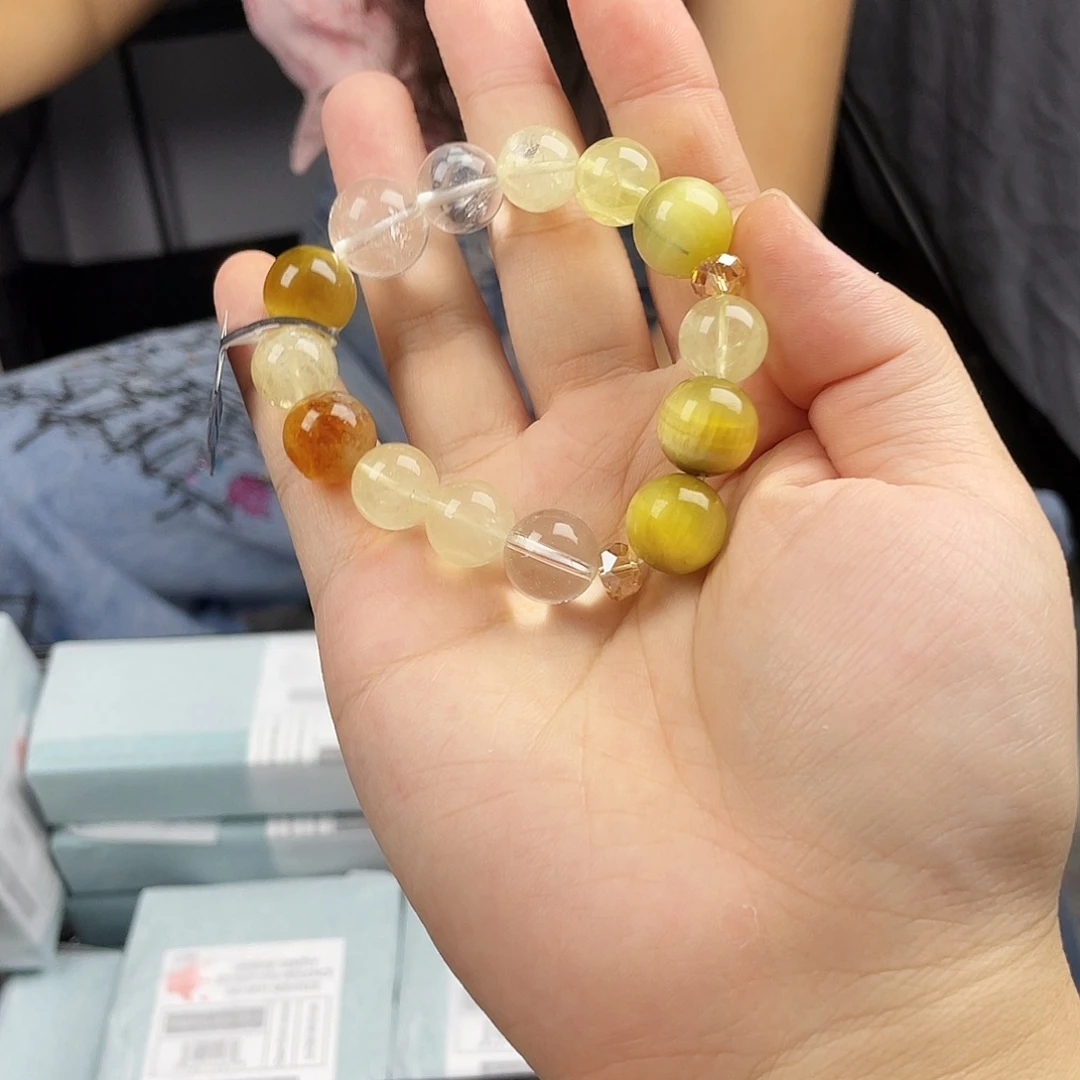 手串水晶银S925镀金镶嵌