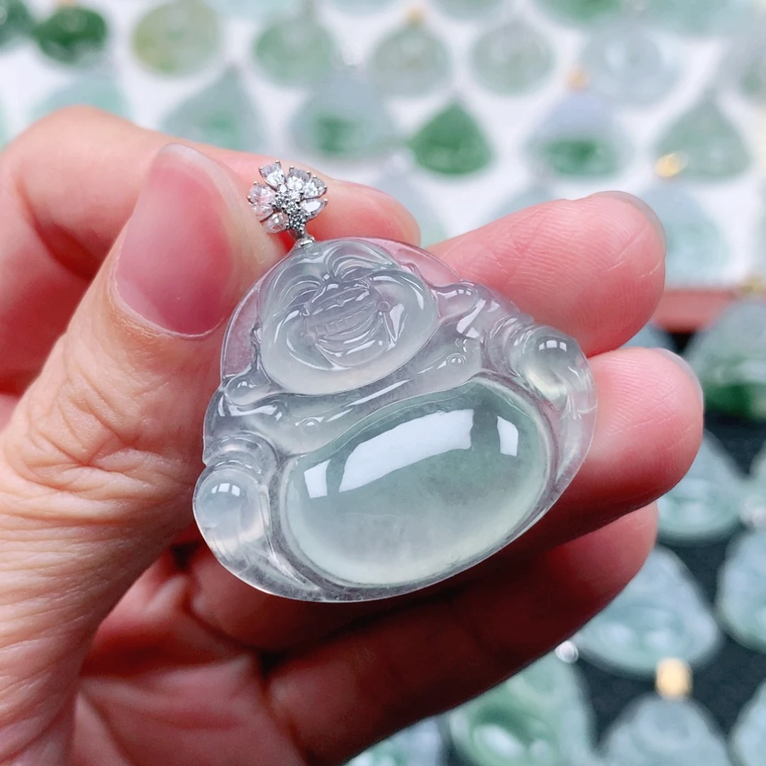 吊坠(不含链)18K金镶嵌翡翠