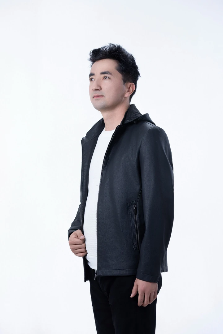 ADILJAN ABROY8565男士皮衣春秋男款时尚休闲连帽男式