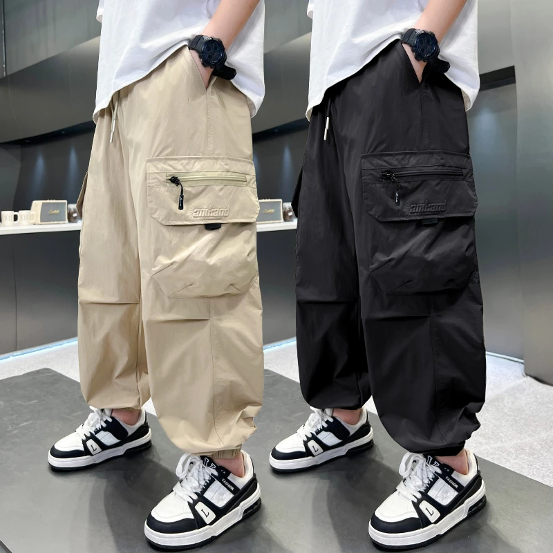 男童工装裤夏季薄款宽松防蚊裤2025中大童休闲韩版长裤儿童夏装潮