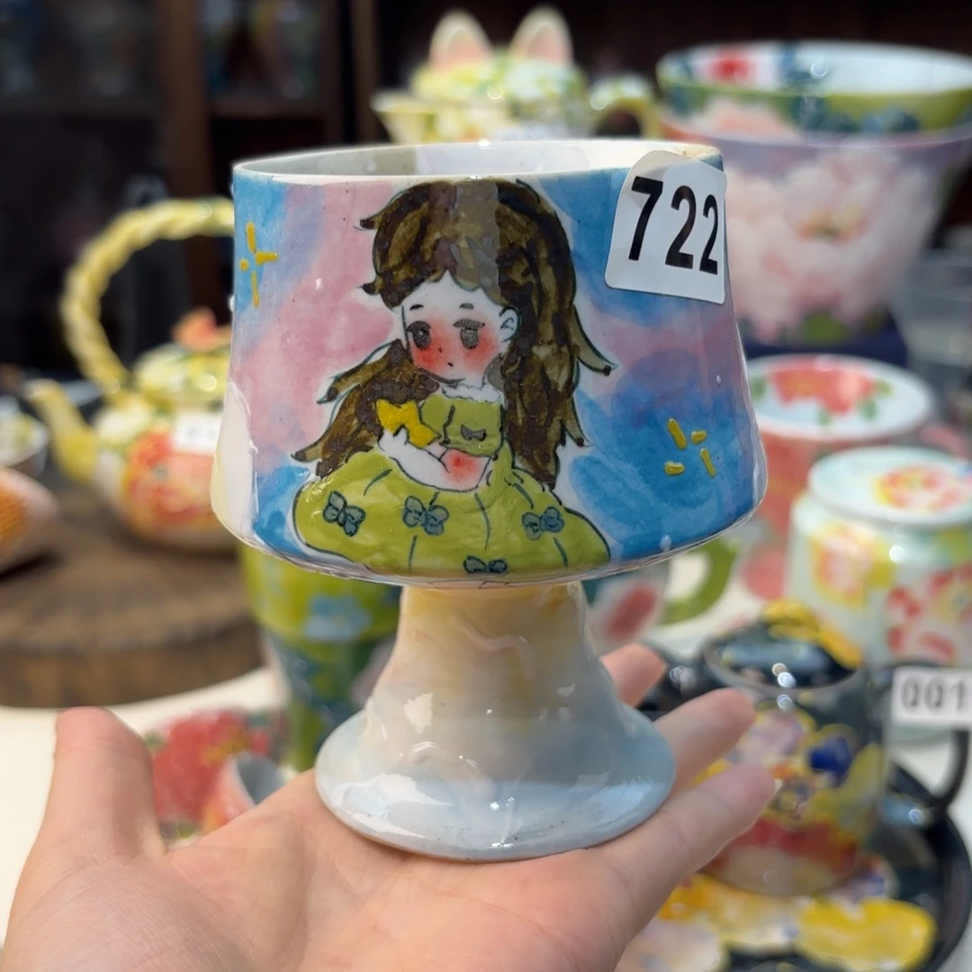 瓷片景德镇手绘高温釉下彩陶瓷茶具