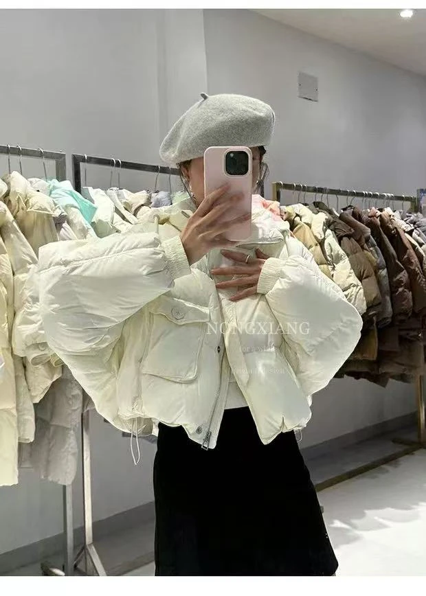 【幕羽专属】韩系短款羽绒服女冬季新款小个子白鸭绒宽松连帽面包服