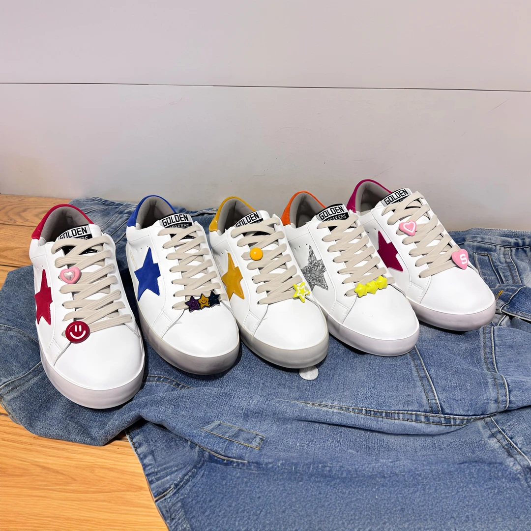 青春活力韩版星星脏脏鞋2025牛反绒春季新款时尚百搭系带平底白色