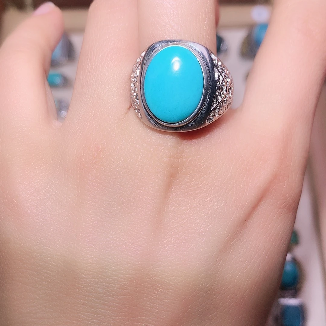 绿松石银S925镶嵌戒指